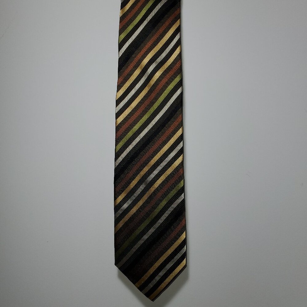 PEACOCK MENS DIAGONAL STRIPE GOLD/ COPPER/ BLACK/ SILVER TIE